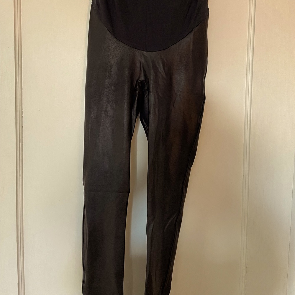 Spanx maternity faux leather leggings size S